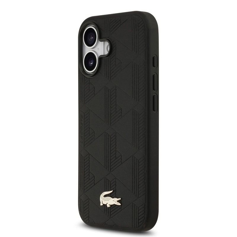 Apple iPhone 17 Case Lacoste Original Licensed M-Safe Charging Feature PU Leather Design Mixed Monogram Pattern Cover - 6