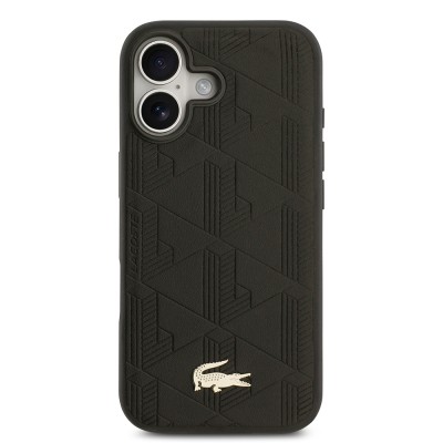 Apple iPhone 17 Case Lacoste Original Licensed M-Safe Charging Feature PU Leather Design Mixed Monogram Pattern Cover - 4