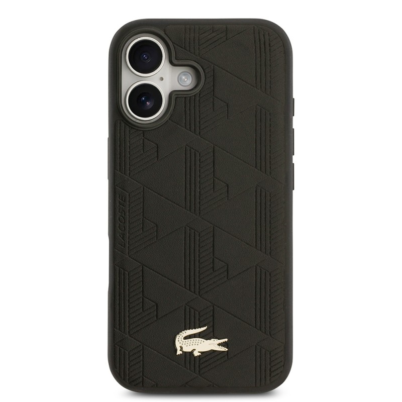 Apple iPhone 17 Case Lacoste Original Licensed M-Safe Charging Feature PU Leather Design Mixed Monogram Pattern Cover - 4