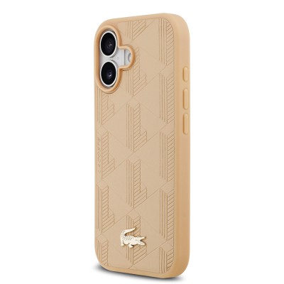 Apple iPhone 17 Case Lacoste Original Licensed M-Safe Charging Feature PU Leather Design Mixed Monogram Pattern Cover - 10