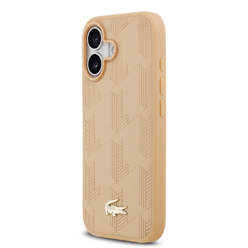 Apple iPhone 17 Case Lacoste Original Licensed M-Safe Charging Feature PU Leather Design Mixed Monogram Pattern Cover - 10