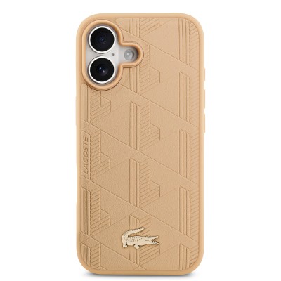 Apple iPhone 17 Case Lacoste Original Licensed M-Safe Charging Feature PU Leather Design Mixed Monogram Pattern Cover - 11