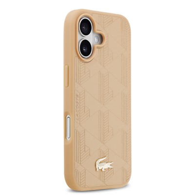 Apple iPhone 17 Case Lacoste Original Licensed M-Safe Charging Feature PU Leather Design Mixed Monogram Pattern Cover - 12
