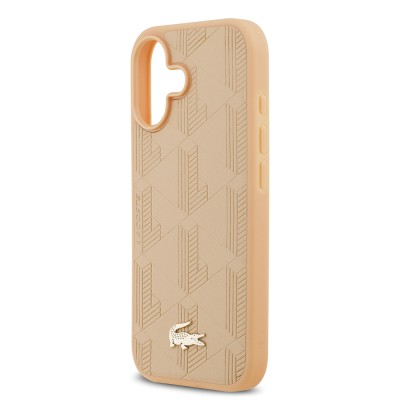 Apple iPhone 17 Case Lacoste Original Licensed M-Safe Charging Feature PU Leather Design Mixed Monogram Pattern Cover - 14