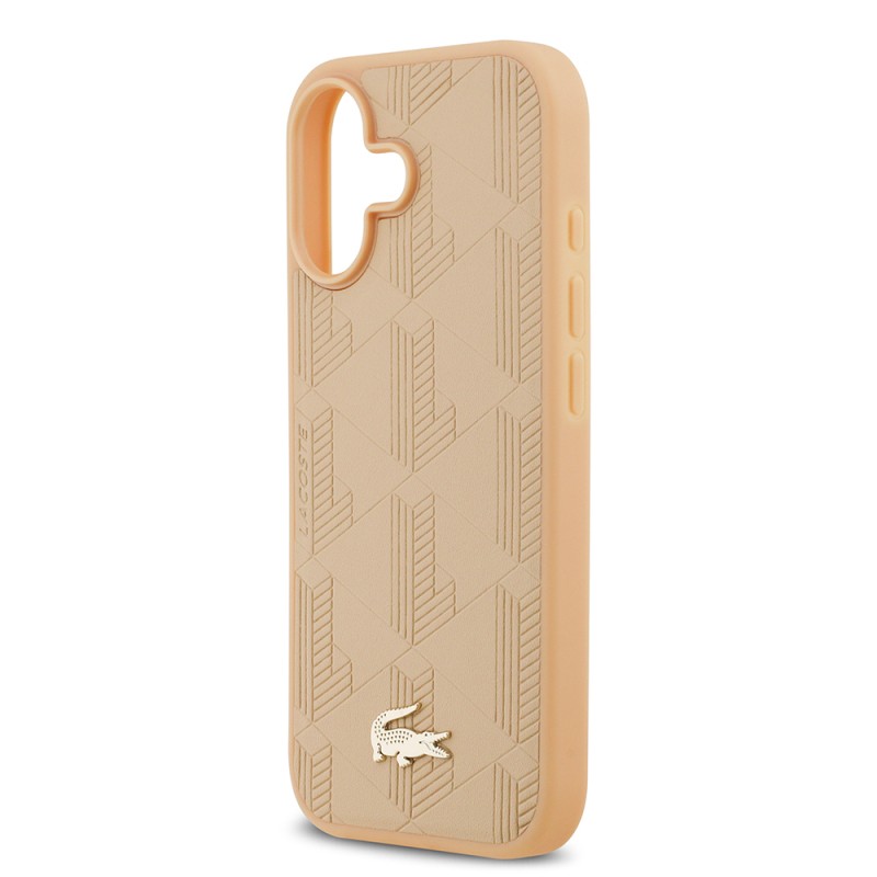Apple iPhone 17 Case Lacoste Original Licensed M-Safe Charging Feature PU Leather Design Mixed Monogram Pattern Cover - 14