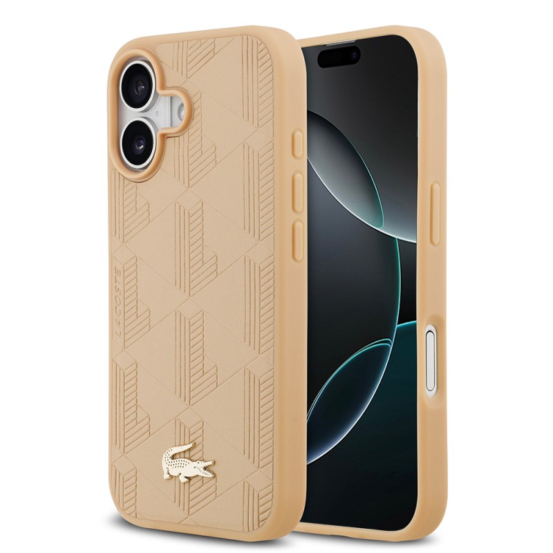 Apple iPhone 17 Case Lacoste Original Licensed M-Safe Charging Feature PU Leather Design Mixed Monogram Pattern Cover - 3