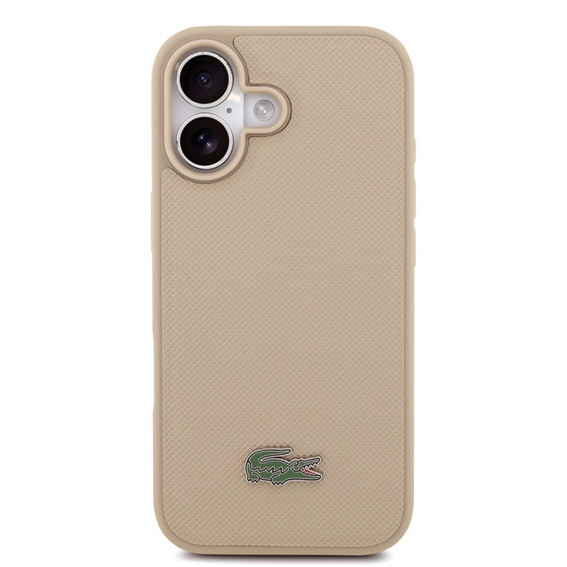 Apple iPhone 17 Case Lacoste Original Licensed M-Safe Charging Feature PU Pique Pattern Metal Logo Card Holder Cover - 6