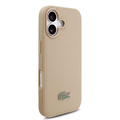 Apple iPhone 17 Case Lacoste Original Licensed M-Safe Charging Feature PU Pique Pattern Metal Logo Card Holder Cover - 7