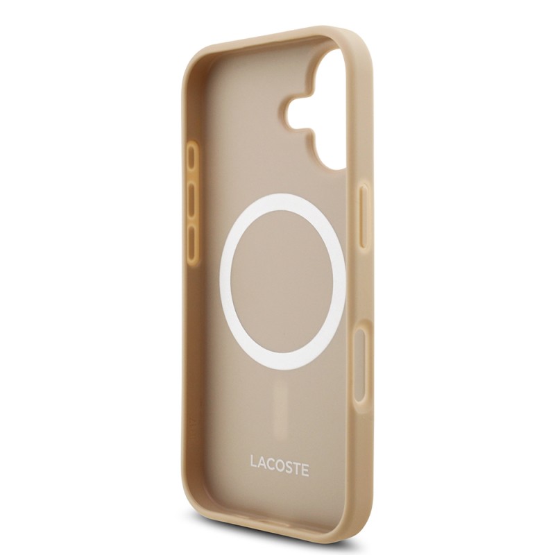 Apple iPhone 17 Case Lacoste Original Licensed M-Safe Charging Feature PU Pique Pattern Metal Logo Card Holder Cover - 10