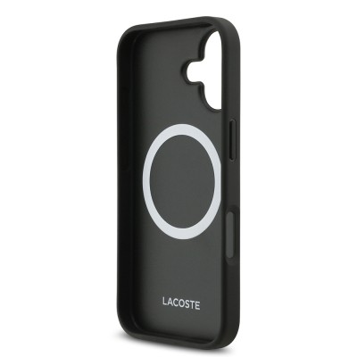 Apple iPhone 17 Case Lacoste Original Licensed M-Safe Charging Feature PU Pique Pattern Metal Logo Card Holder Cover - 19