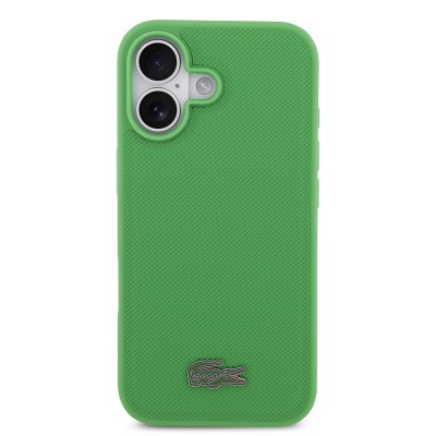 Apple iPhone 17 Case Lacoste Original Licensed M-Safe Charging Feature PU Pique Pattern Metal Logo Card Holder Cover - 24