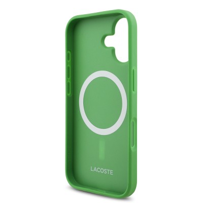 Apple iPhone 17 Case Lacoste Original Licensed M-Safe Charging Feature PU Pique Pattern Metal Logo Card Holder Cover - 28