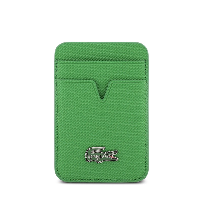 Apple iPhone 17 Case Lacoste Original Licensed M-Safe Charging Feature PU Pique Pattern Metal Logo Card Holder Cover - 30
