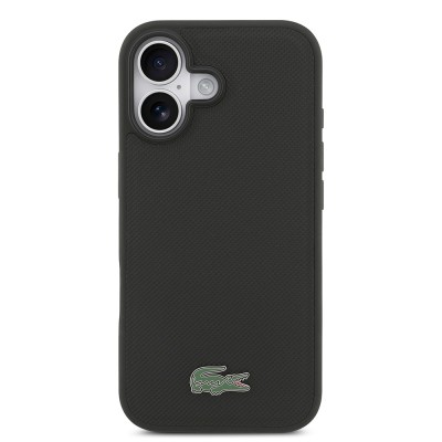 Apple iPhone 17 Case Lacoste Original Licensed M-Safe Charging Feature PU Pique Pattern Metal Logo Card Holder Cover - 33