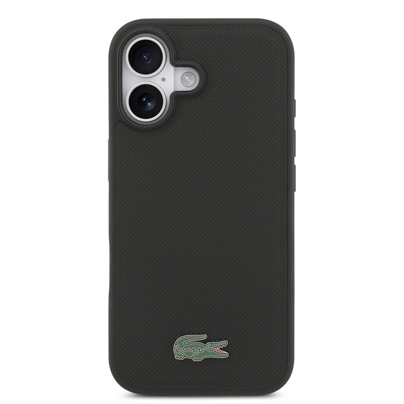Apple iPhone 17 Case Lacoste Original Licensed M-Safe Charging Feature PU Pique Pattern Metal Logo Card Holder Cover - 33