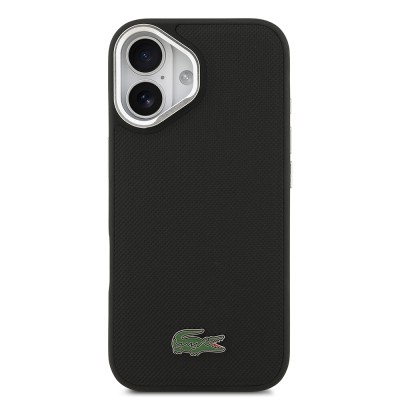 Apple iPhone 17 Case Lacoste Original Licensed M-safe Charging Feature PU Pique Pattern Stand Metal Logo Cover - 6