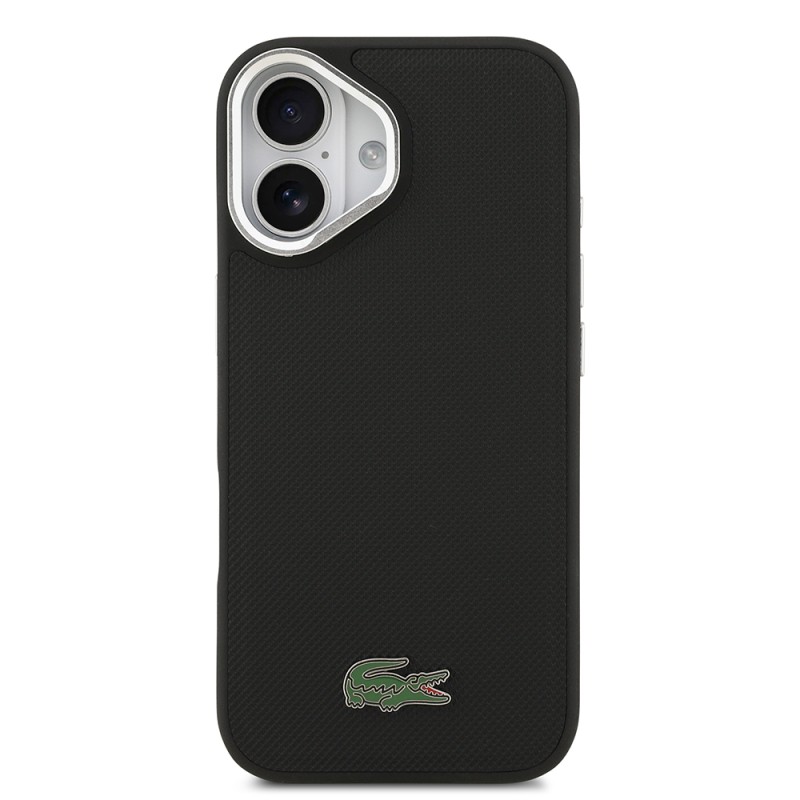 Apple iPhone 17 Case Lacoste Original Licensed M-safe Charging Feature PU Pique Pattern Stand Metal Logo Cover - 6