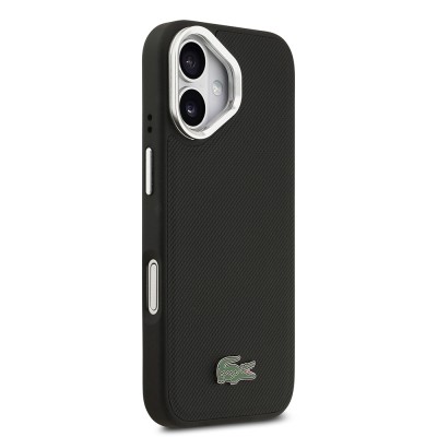 Apple iPhone 17 Case Lacoste Original Licensed M-safe Charging Feature PU Pique Pattern Stand Metal Logo Cover - 7