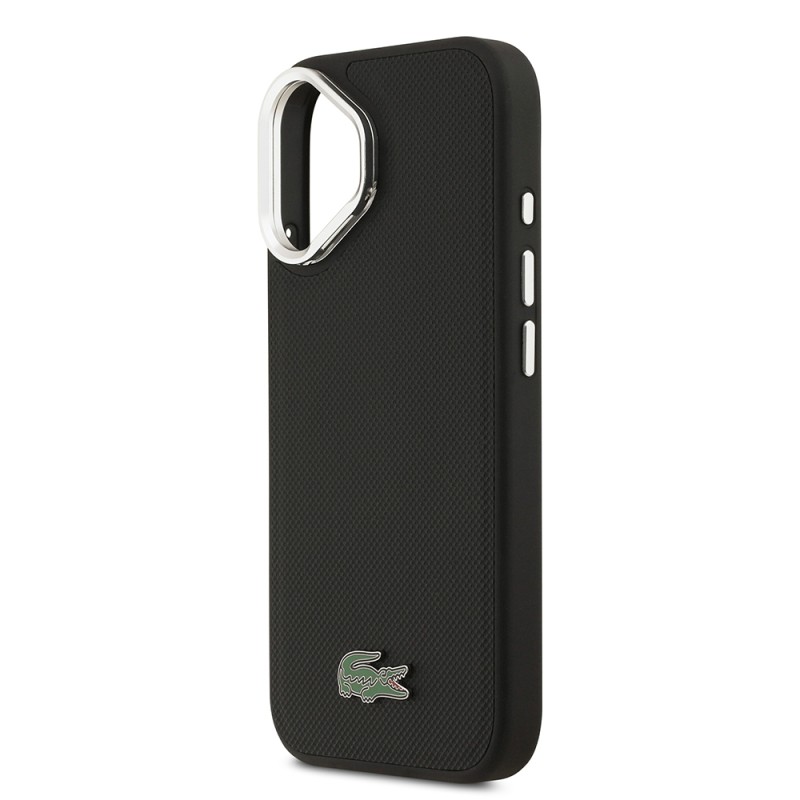 Apple iPhone 17 Case Lacoste Original Licensed M-safe Charging Feature PU Pique Pattern Stand Metal Logo Cover - 9