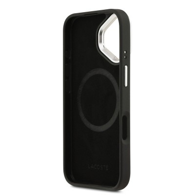 Apple iPhone 17 Case Lacoste Original Licensed M-safe Charging Feature PU Pique Pattern Stand Metal Logo Cover - 10