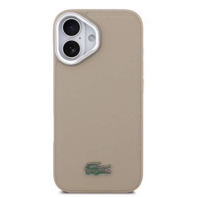 Apple iPhone 17 Case Lacoste Original Licensed M-safe Charging Feature PU Pique Pattern Stand Metal Logo Cover - 13