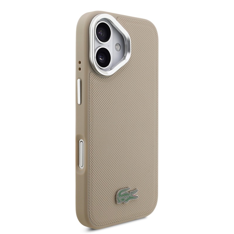 Apple iPhone 17 Case Lacoste Original Licensed M-safe Charging Feature PU Pique Pattern Stand Metal Logo Cover - 14