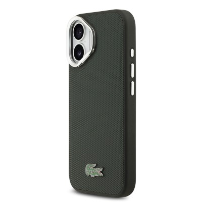 Apple iPhone 17 Case Lacoste Original Licensed M-safe Charging Feature PU Pique Pattern Stand Metal Logo Cover - 19