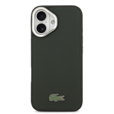 Apple iPhone 17 Case Lacoste Original Licensed M-safe Charging Feature PU Pique Pattern Stand Metal Logo Cover - 20