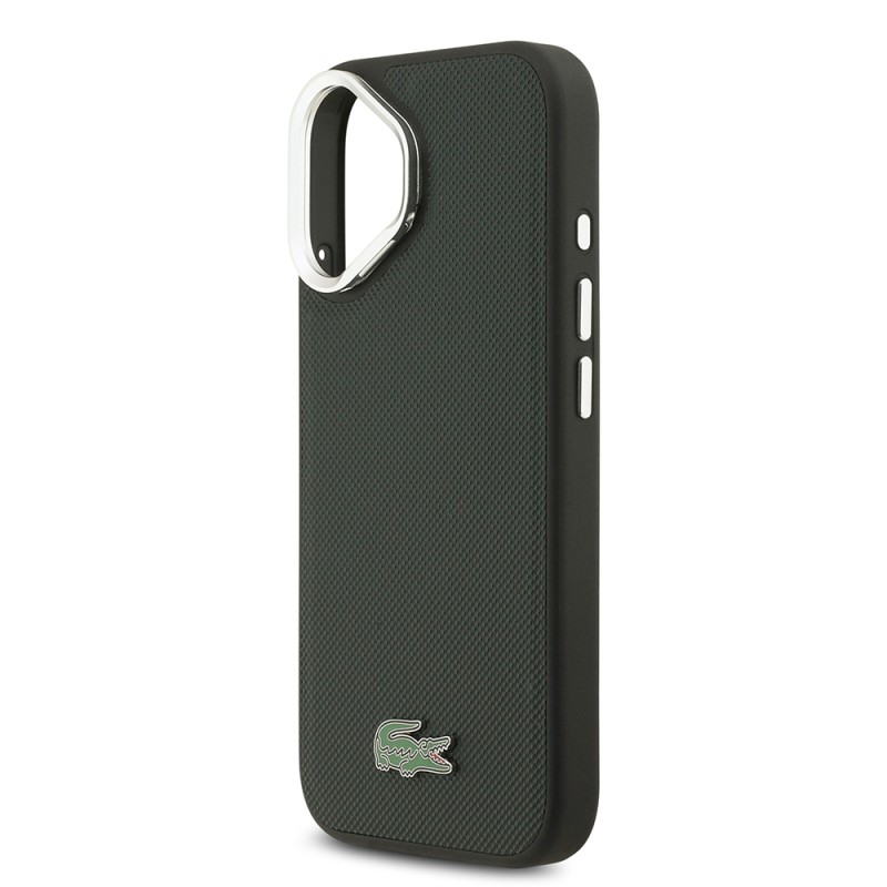 Apple iPhone 17 Case Lacoste Original Licensed M-safe Charging Feature PU Pique Pattern Stand Metal Logo Cover - 23