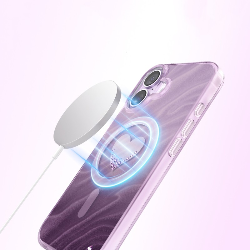 Apple iPhone 17 Case M-Safe Charging Feature Original Swarovski Crystal Embellished Zore Paris Rovix Hard PC Cover - 7
