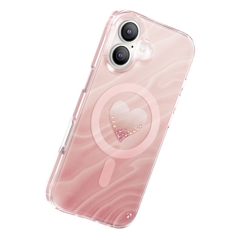 Apple iPhone 17 Case M-Safe Charging Feature Original Swarovski Crystal Embellished Zore Paris Rovix Hard PC Cover - 12