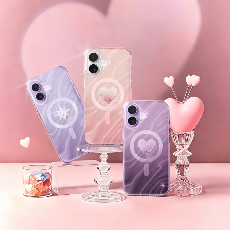 Apple iPhone 17 Case M-Safe Charging Feature Original Swarovski Crystal Embellished Zore Paris Rovix Hard PC Cover - 28
