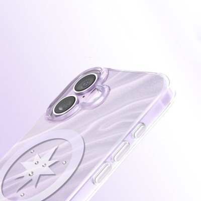 Apple iPhone 17 Case M-Safe Charging Feature Original Swarovski Crystal Embellished Zore Paris Rovix Hard PC Cover - 22