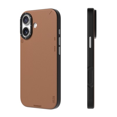 Apple iPhone 17 Case M-safe Charging Feature Simple Matte Leather Pattern Youngkit Tech Fashion Series Cover - 6