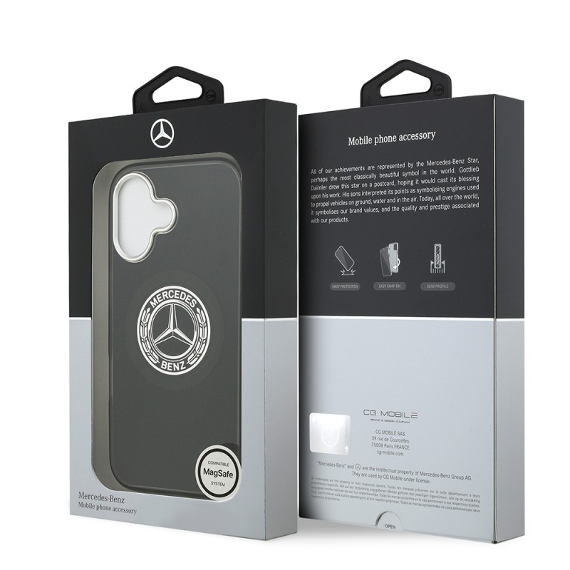 Apple iPhone 17 Case Mercedes Benz Original Licensed M-Safe Charging Feature Dual Layer PC Nostalgic Star Design Cover - 17