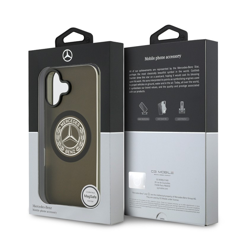 Apple iPhone 17 Case Mercedes Benz Original Licensed M-Safe Charging Feature Frosted PC Nostalgic Star Design Cover - 16