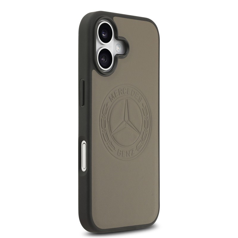 Apple iPhone 17 Case Mercedes Benz Original Licensed M-Safe Charging Feature Genuine Leather Nostalgic Star Design Cover - 13