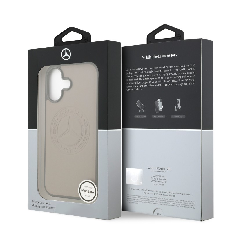 Apple iPhone 17 Case Mercedes Benz Original Licensed M-Safe Charging Feature Genuine Leather Nostalgic Star Design Cover - 17