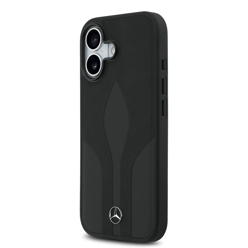 Apple iPhone 17 Case Mercedes Benz Original Licensed M-Safe Charging Feature Textured Patterned Leather Cover - 4