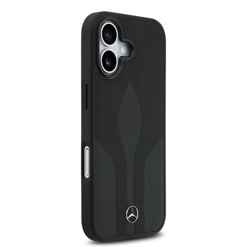 Apple iPhone 17 Case Mercedes Benz Original Licensed M-Safe Charging Feature Textured Patterned Leather Cover - 6