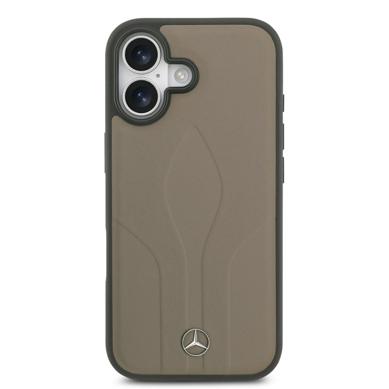 Apple iPhone 17 Case Mercedes Benz Original Licensed M-Safe Charging Feature Textured Patterned Leather Cover - 12