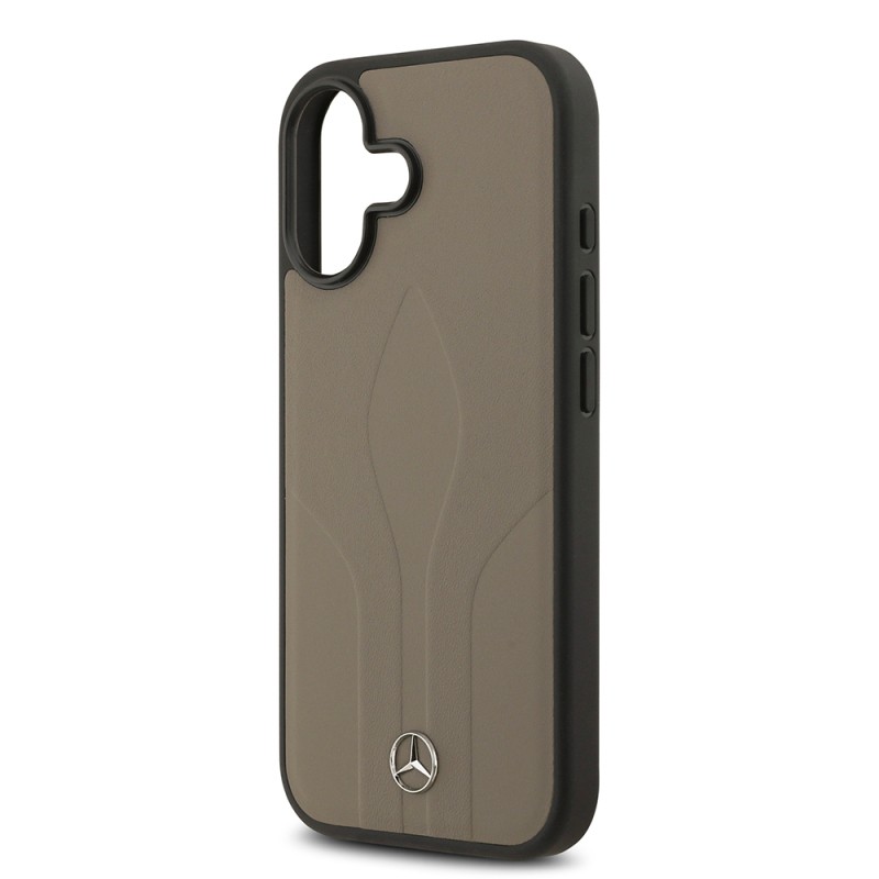 Apple iPhone 17 Case Mercedes Benz Original Licensed M-Safe Charging Feature Textured Patterned Leather Cover - 15