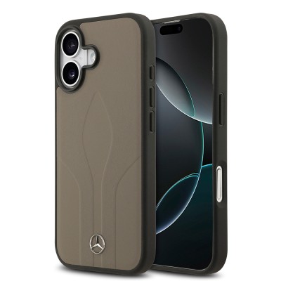 Apple iPhone 17 Case Mercedes Benz Original Licensed M-Safe Charging Feature Textured Patterned Leather Cover - 3