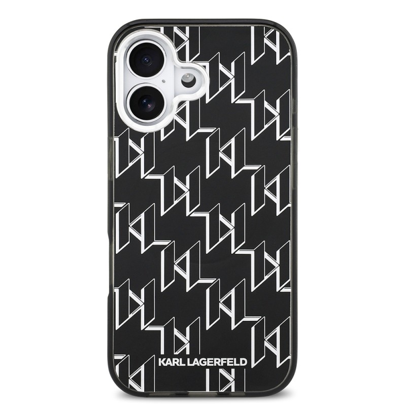 Apple iPhone 17 Case Original Licensed M-Safe Charging Feature Karl Lagerfeld IML Printed Monogram Design Cover - 4
