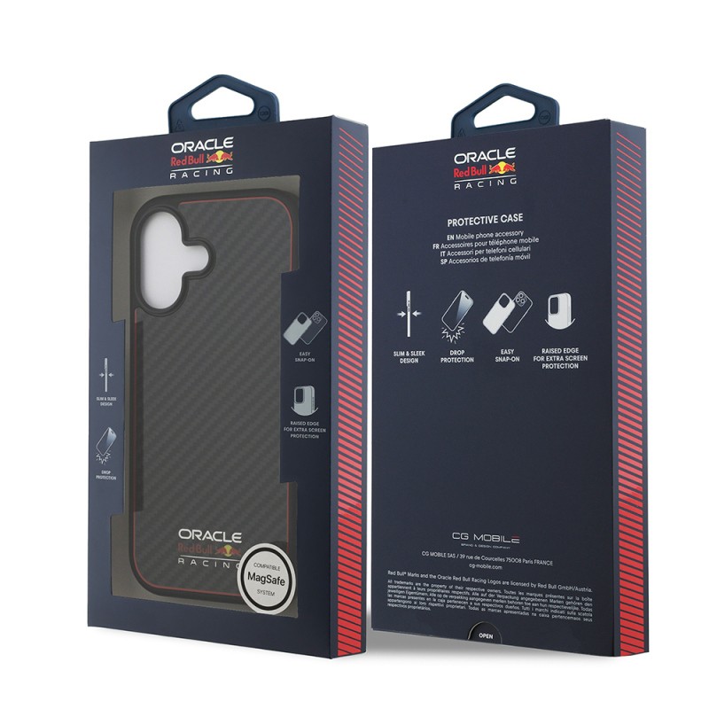 Apple iPhone 17 Case Redbull Original Licensed M-safe Charging Carbon Fiber Shining Logo Cover - 9
