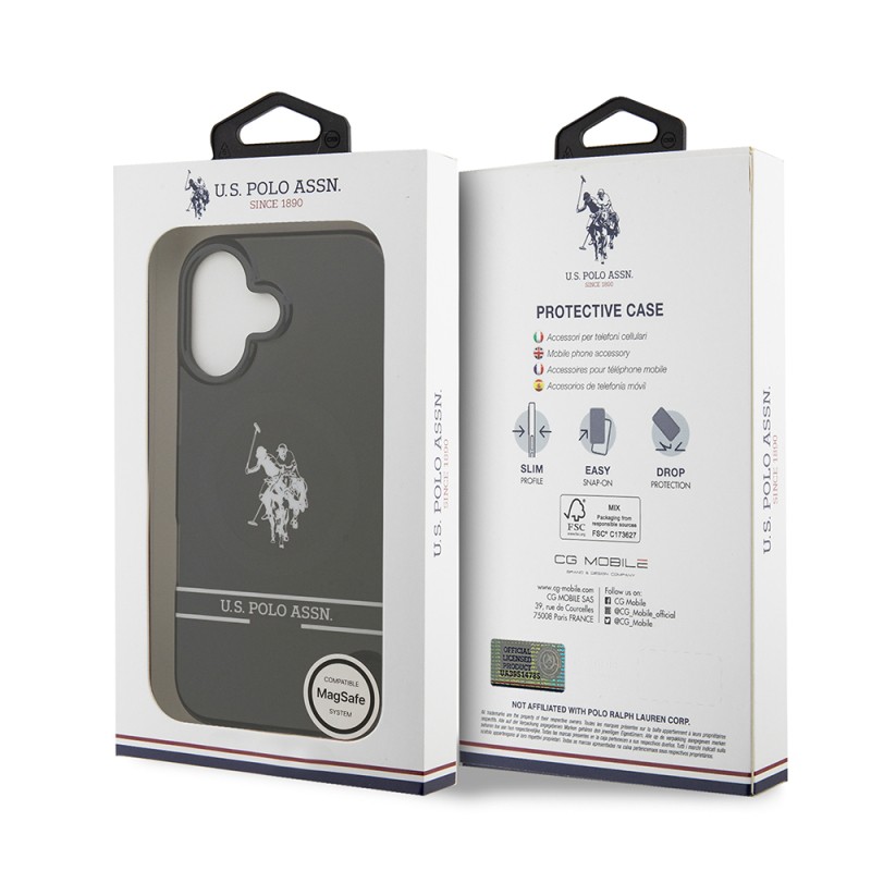 Apple iPhone 17 Case U.S. Polo Assn. Original Licensed M-Safe Charging Feature IML Double Horse Stripe Logo Cover - 9
