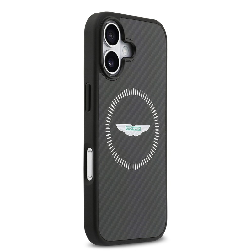 Apple iPhone 17 Kılıf Aston Martin Orjinal Lisanslı M-safe Şarj Özellikli Karbon Fiber Kapak - 5