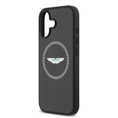 Apple iPhone 17 Kılıf Aston Martin Orjinal Lisanslı M-safe Şarj Özellikli Karbon Fiber Kapak - 7