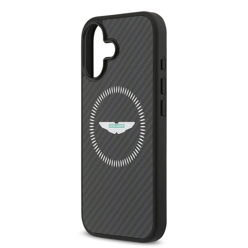 Apple iPhone 17 Kılıf Aston Martin Orjinal Lisanslı M-safe Şarj Özellikli Karbon Fiber Kapak - 7