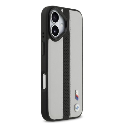 Apple iPhone 17 Kılıf BMW Orjinal Lisanslı M-safe Şarj Özellikli Deri Arka Yüzey Metal Logolu Delikli Şerit Tasarımlı Kapak - 7